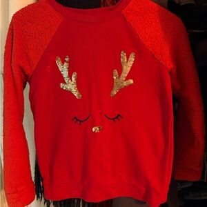 Cat & Jack Red Sweatshirt and Justice Gray Camo Sweatshirt